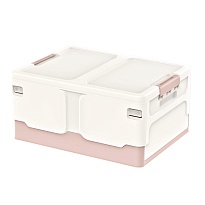 Ящик пластиковый складной белый, дно розовое, 480х360х240 мм в Щелково Ящик пластиковый складной белый, дно розовое, 480х360х240 мм в Щелково