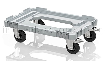 Тележка пластиковая с отверстием 2 колеса с тормозом серая в Щелково