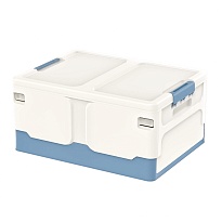 Ящик пластиковый складной белый, дно синее, 480х360х240 мм в Щелково