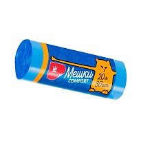 Мешки для мусора 20 л, синие, в рулоне 30 шт., ПНД, 8 мкм, 500х400 мм, Comfort, М0017 (МН 20-30с) в Щелково Мешки для мусора 20 л, синие, в рулоне 30 шт., ПНД, 8 мкм, 500х400 мм, Comfort, М0017 (МН 20-30с) в Щелково