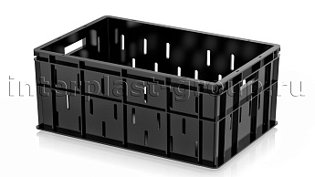 Ящик для молока, мяса, овощей и фруктов малая перфорация дно сплошное черный в Щелково