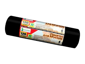 Мешки для мусора 120 л, черные, в рулоне 10 шт., ПНД, 12 мкм, 1100х700 мм, MIRPACK Classik, 1201011 в Щелково