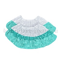 Бахилы бело-бирюзовые 1000 шт (500 пар), 48 мкм, двойная подошва, с одной резинкой, Эконом+ в Щелково Бахилы бело-бирюзовые 1000 шт (500 пар), 48 мкм, двойная подошва, с одной резинкой, Эконом+ в Щелково