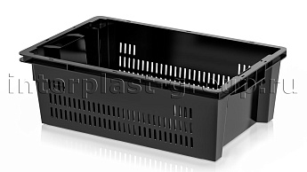 Ящик универсальный для овощей, фруктов и хлеба перфорированные стенки сплошное дно черный в Щелково Ящик универсальный для овощей, фруктов и хлеба перфорированные стенки сплошное дно черный в Щелково