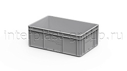 Евроконтейнер закрытые ручки/усиленное дно 600х400х220 серый