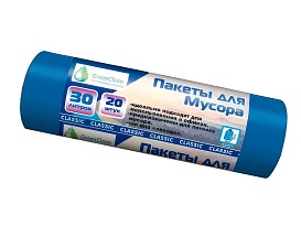 Мешки для мусора 30 л, синие, в рулоне 20 шт., ПНД, 7 мкм, 600х500 мм, MIRPACK Classik, 302041 в Щелково