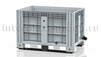 Контейнер iBox сплошной на полозьях с краном серый в Щелково